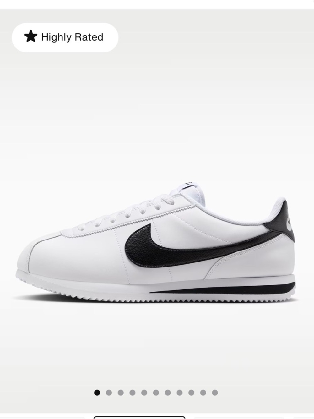 Nike White Leather Cortez with Black Swoosh